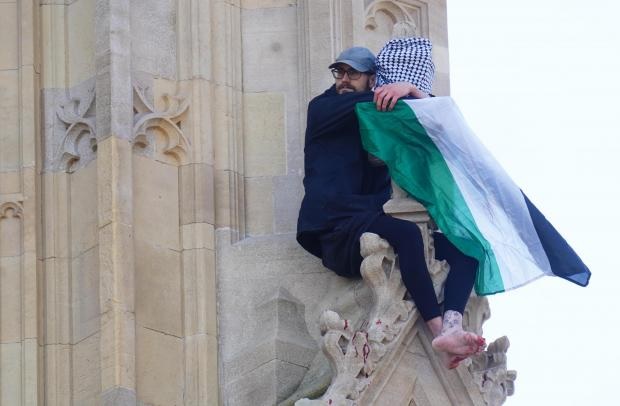 Man with Palestinian Flag on Big Ben